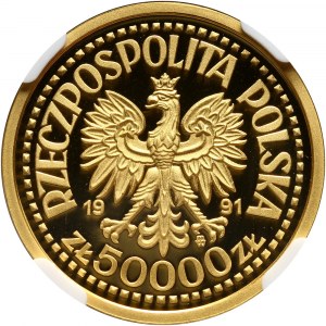 III RP, 50000 złotych 1991, Jan Paweł II, PRÓBA, złoto