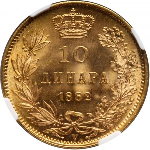 Serbia, Milan I, 10 Dinara 1882 V, Vienna