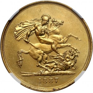 Wielka Brytania, Wiktoria, 5 funtów 1887