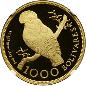 Venezuela, 1000 Bolivares 1975, Cock of the rock, PROOF