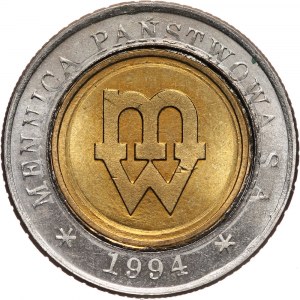 III RP, 5 złotych 1994, Warszawa, Próba tłoczenia