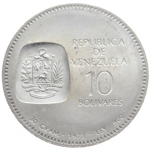 Venezuela, 10 bolívarov, 1973.