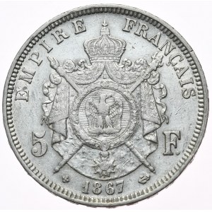 France, 5 Francs, 1867.