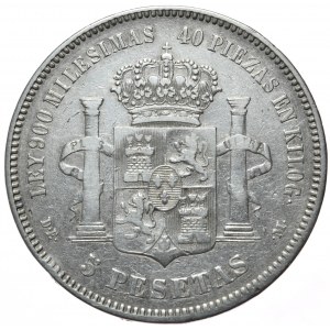 Španielsko, 5 pesiet, 1875.