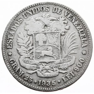 Venezuela, 5 Bolivars, 1935.