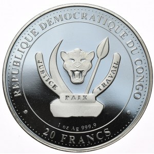 Kongo, 20 Franków, 2023r., Dunkleosteus