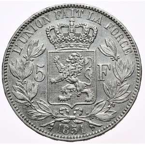 Belgium, 5 Francs, 1851.
