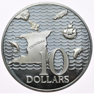 Trinidad a Tobago, 10 USD, 1975.