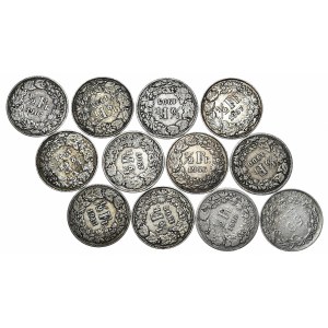 Switzerland, 1/2 Frank, Set of 11+1 pieces, Rare vintages