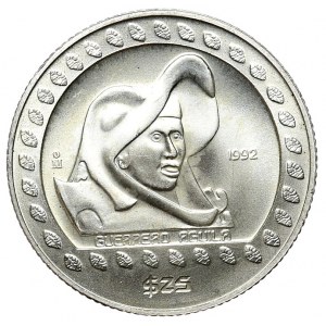 Meksyk, 25 $ 1992, wojownik Azteków, 1/4 uncji, 1/4 oz, Ag 999