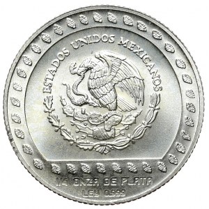 Meksyk, 25 $ 1992, wojownik Azteków, 1/4 uncji, 1/4 oz, Ag 999