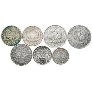 II RP, Ensemble de 7 pièces d'or et de penny 1923-34