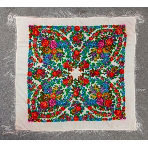 Large folk shawl with floral motif