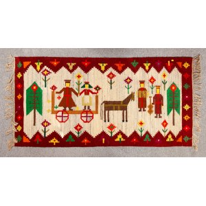 proj. Z. DZIURZYŃSKA, Kilim Korowód, Spółdzielniania Pracy Przemysłu Ludowego i Artystycznego w Leżajsku