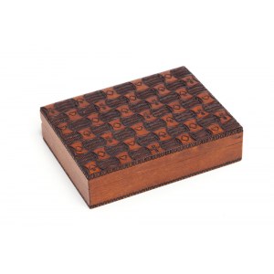 Playing cards in a wooden casket