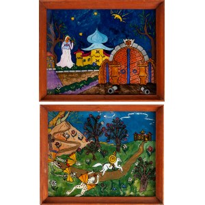 Set of two pictures on glass