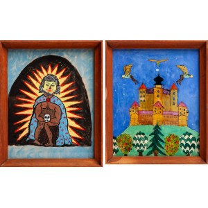 Set of two pictures on glass