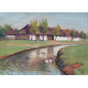 Soter JAXA-MAŁACHOWSKI (1867-1952), Stodoła nad wodą, 1921
