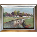 Soter JAXA-MAŁACHOWSKI (1867-1952), Stodoła nad wodą, 1921