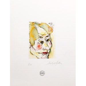 Andrzej Wajda (1926 - 2016), Gesicht eines alten Schauspielers im Kabuki-Theater, Inkografie, Auflage 1/10