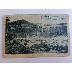YAREMCZE POSTCARD, BRIDGE ON PRUTA, TRAIN, RAILROAD, PRE-WAR 1926, STAMP