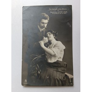 ART POSTCARD COUPLE IN LOVE, PRE-WAR, STAMP STAMP