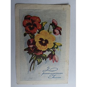 CARTE POSTALE NOM ARTISTIQUE, FLEURS, PENSÉES