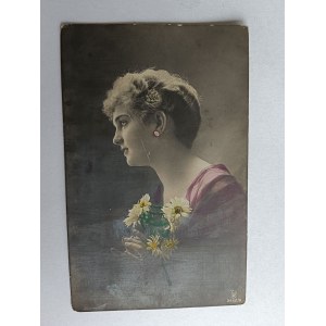 ART POSTCARD WOMAN FLOWERS, RADZIONKAUGRUBE STAMP, RADZIONKÓW COAL MINE 1917, BUCHATZ, BUCHACZ