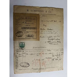 RACHUNEK FAKTURA MAD BEI TOKAJ, BRESLAU, WROCŁAW 1898 R, ZNACZEK