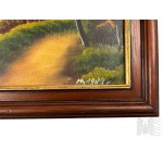 Unknown Artist (MB?, 20th century) - Lake painting (1988), Oil on Canvas.