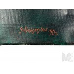 J. Aleksander (XX w.) - Obraz Martwa Natura Z Młynkiem (1990 r.), Olej na Płótnie