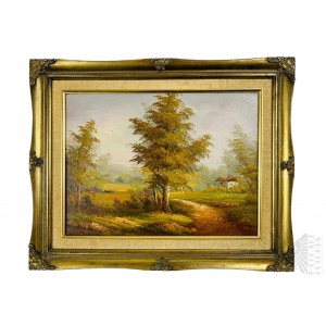 Nieznany Artysta (Caferie?) - Obraz Wiejska Chatka, Olej na Płótnie