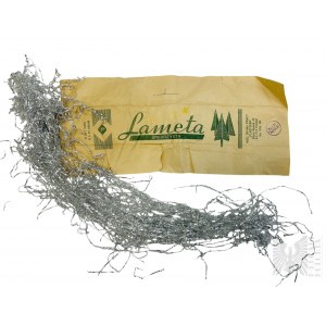 People's Republic of Poland, Poznań - Silver Lameta (Angel Hair) for Christmas Tree with Packaging - Plastgum Work Cooperative.