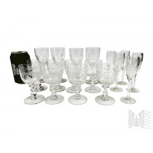 Large Set of Crystal Vodka and Liqueur Glasses
