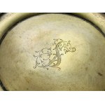 PRL - Metalowy Talerz z Grawerowanym Monogramem i Dedykacją
