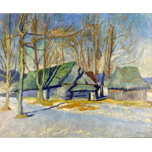 Stanisław KAMOCKI (1875-1944), Paesaggio invernale con edifici