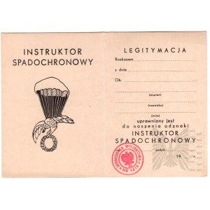 PRL Legitymacja Odznaki Instruktor Spadochronowy - in Blanco