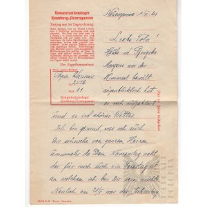 III Rzesza-List wraz z Kopertą z Obozu Koncentracyjnego Neueugamme z 1.06.1941 r. Pabianice