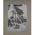 Autolithography of Legionary Artists 1935 - Stanislav Janowski - Legionary Cemetery in Volchevsk.