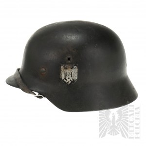 2WŚ/III Rzesza Niemiecki Hełm Piechoty M35 Wehrmacht Podwójne Kalkomanie (M35 DD)