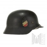 2WŚ/III Rzesza Niemiecki Hełm Piechoty M35 Wehrmacht Podwójne Kalkomanie (M35 DD)