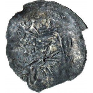 RRR-, Leszek Biały 1194-1227, Denar, książę na wprost z jabłkiem w dłoni, R8