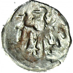 Śląsk, Jerzy z Podiebradu 1454-1462, Halerz bez daty, Lew/Orzeł, menniczy, R5, grube pióra orła