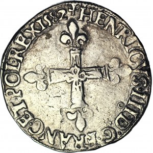 Henryk Walezy, Król Polski, 1/4 Ecu 1582, (9) Rennes