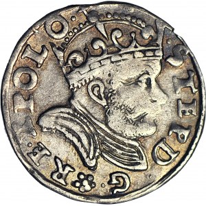 Stefan Batory, Trojak 1586, Poznań, data z lewej