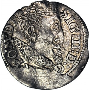 R-, Zygmunt III Waza, Trojak 1619, Ryga, Z LISEM, T.3 mk, rzadki