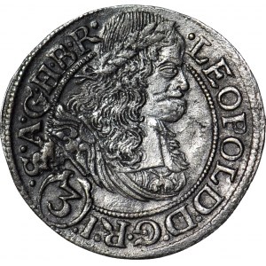 Śląsk, Leopold I, 3 krajcary 1667 SHS, Wrocław, SIL, ładne