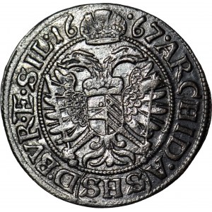 Śląsk, Leopold I, 3 krajcary 1667 SHS, Wrocław, SIL, ładne