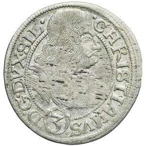 Śląsk, Chrystian Wołowski, 3 krajcary 1668 CB, Brzeg