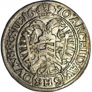 Śląsk, Leopold I, Wrocław, 3 krajcary 1670, SHS.....SIL, bez szarfy